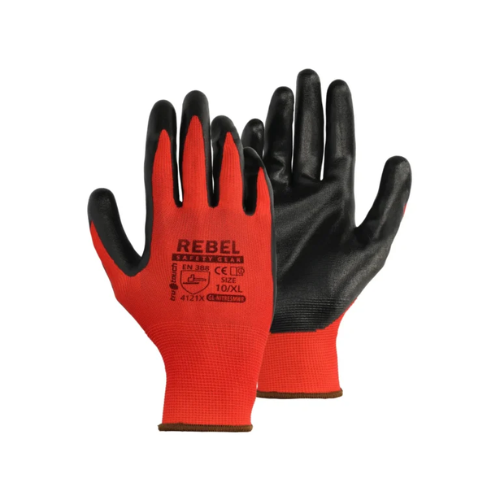 REBEL Tru Touch Red Smooth Nitrile Coated General Handling Gloves Full Box (12)