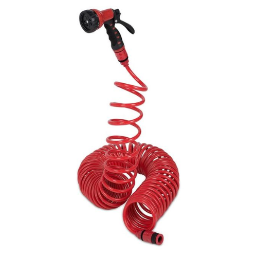 Red Rhino 15m Spiral Garden Hose with 6-Pattern Spray Gun | RRSH-15M
